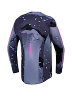 Alpinestars Racer Lone Jersey, Men's Gray Camo and Purple MX Jersey, back view with moisture-wicking polyfabric.