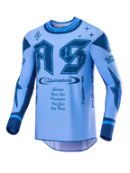 Alpinestars Limited Edition Techstar Steeler Jersey, Men's Motocross Jersey, Sapphire and Dark Blue, vented stretch fabric.