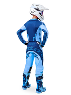 Alpinestars Limited Edition Techstar Steeler Jersey, light and sapphire blue motocross gear, rear view of the full racing set.