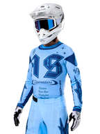 Alpinestars Limited Edition Techstar Steeler Jersey, light and sapphire blue motocross jersey with NFL-inspired graphics.
