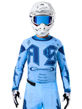 Alpinestars Techstar Steeler Jersey, sapphire and light blue, breathable motocross performance wear for off-road racing.