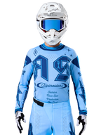 Alpinestars Techstar Steeler Jersey, sapphire and light blue, breathable motocross performance wear for off-road racing.