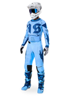 Alpinestars Limited Edition Techstar Steeler Jersey, sapphire blue and white motocross gear set, men's performance racing fit.