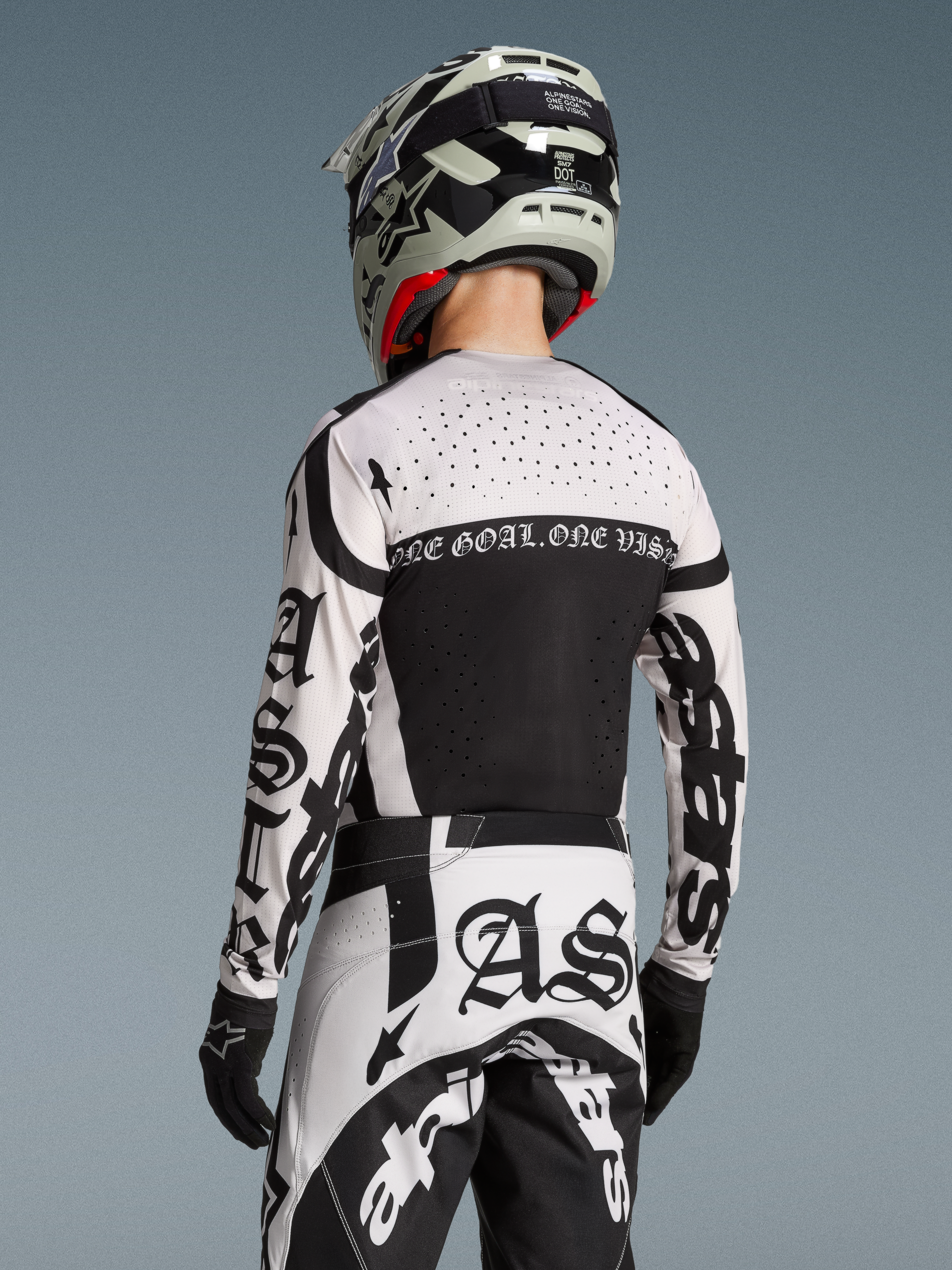 Alpinestars Limited Edition Techstar Wolf Dust Jersey, Men's Motocross, Black and White, with back laser-cut perforations.