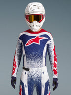 Alpinestars Limited Edition Techstar Unity Jersey, a red, white, and blue motocross top with an athletic race fit.
