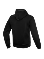 Alpinestars Chrome Superairflow Hoodie, Men's Urban Motorcycle Gear, Black, 3D technical mesh, rear view showing hood.
