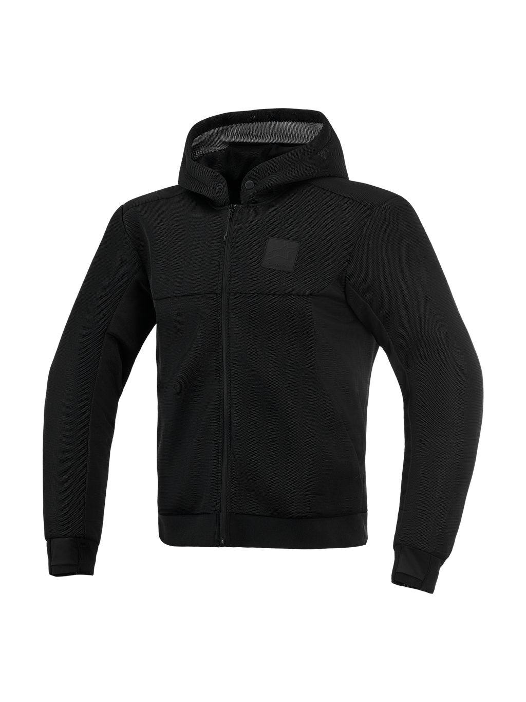 Alpinestars Chrome Superairflow Hoodie, Men's Casual Motorcycle Riding, Black, 3D Mesh with Nucleon Flex Plus armor.
