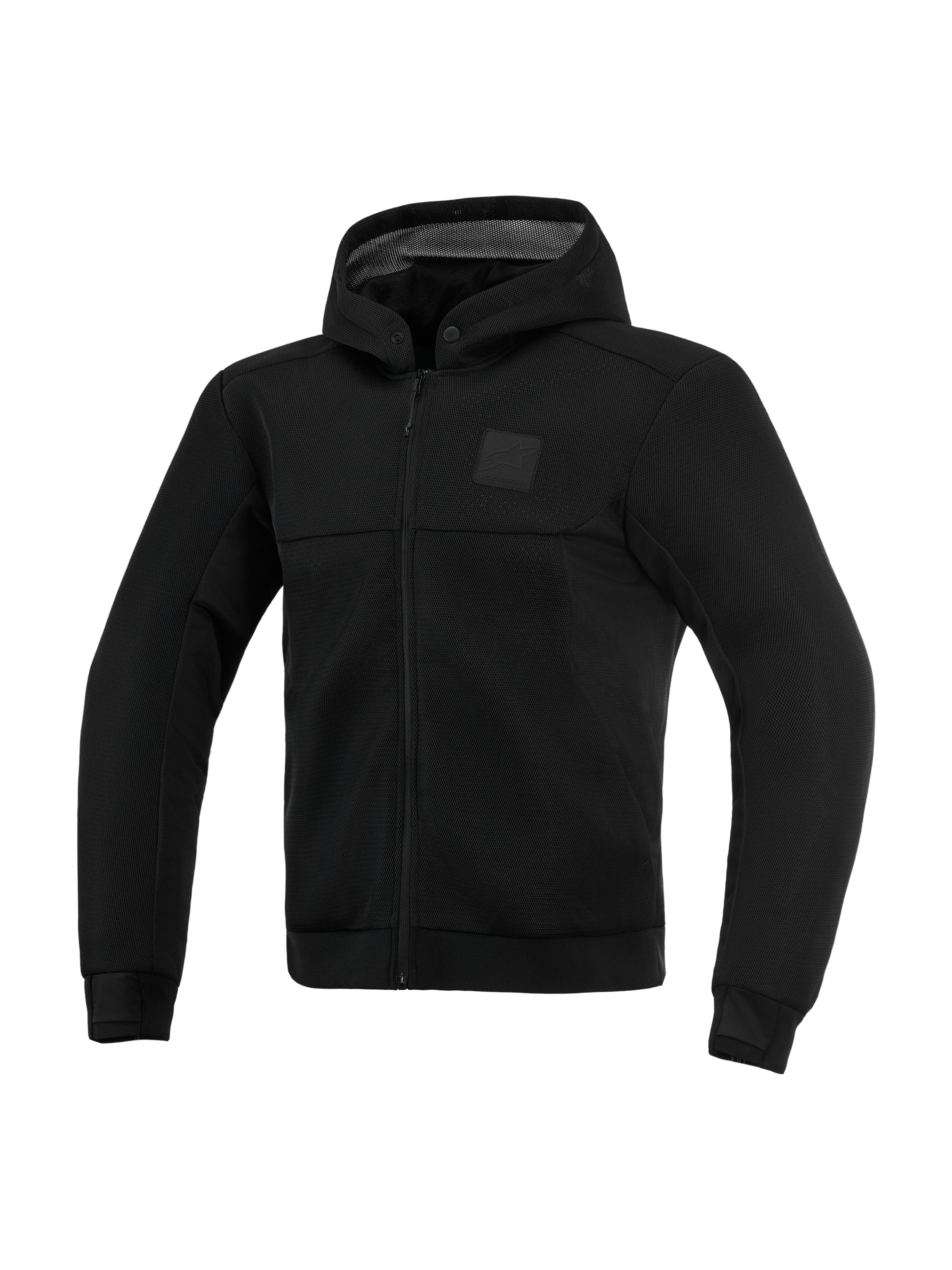 Alpinestars Chrome Superairflow Hoodie, Men's Casual Motorcycle Riding, Black, 3D Mesh with Nucleon Flex Plus armor.
