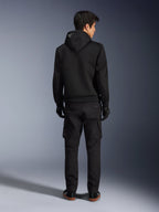 Alpinestars Chrome Superairflow Hoodie, Black Men’s Urban Motorcycle Hoodie with 3D Mesh, back view on model.