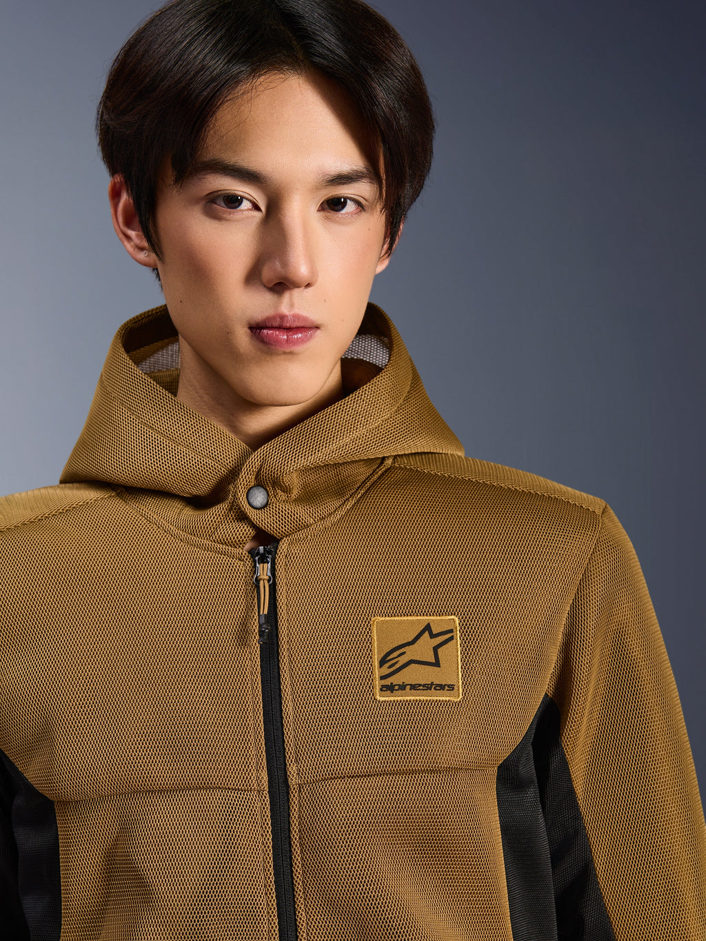 Alpinestars Chrome Superairflow Hoodie, Util Brown and Black 3D mesh motorcycle commuting jacket for men.