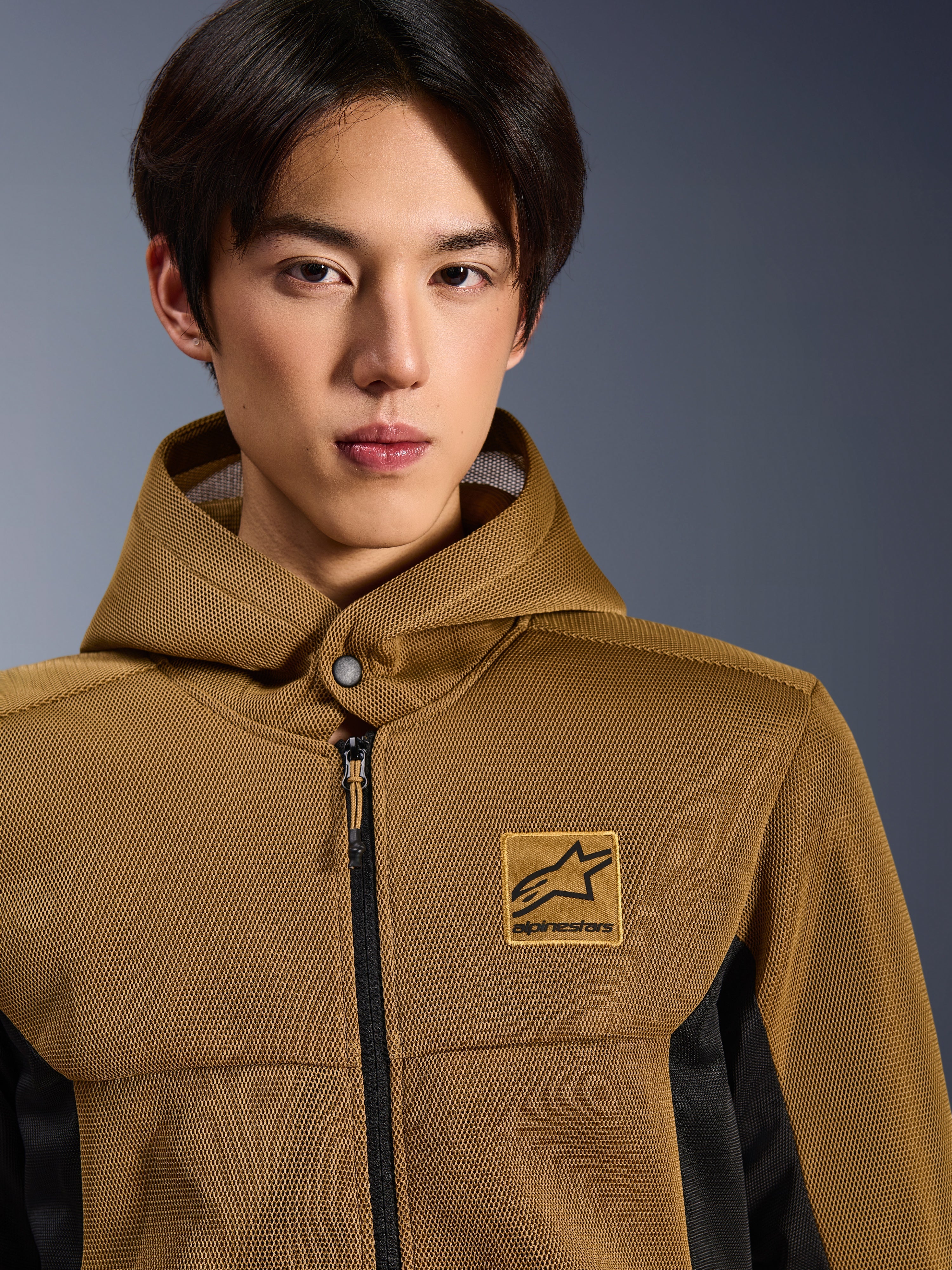 Alpinestars Chrome Superairflow Hoodie, Util Brown and Black 3D mesh motorcycle commuting jacket for men.
