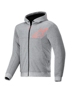 Alpinestars Chrome V2 Sport Hoodie, gray and red fluo textile motorcycle jacket for urban riding, Tech-Air Ready.