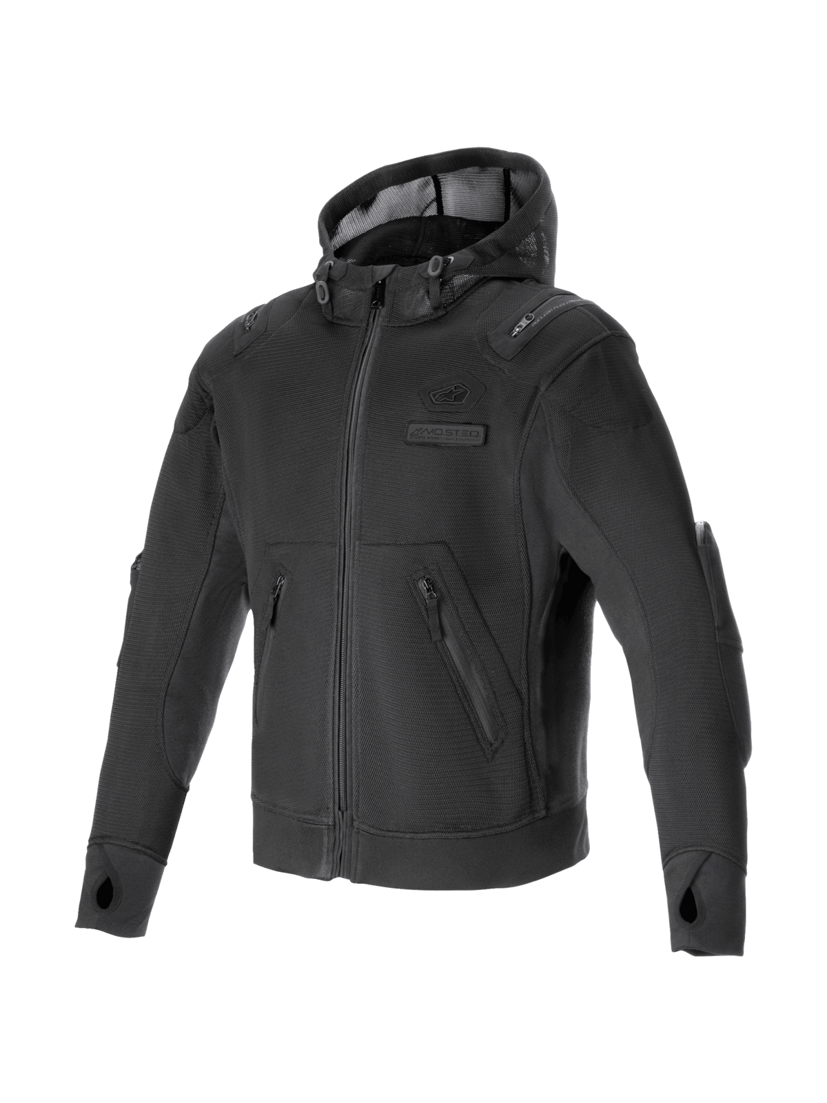 Alpinestars Moflow Air Tech Hoodie, Urban Motorcycle Jacket, Man, Black, Mesh Textile, Tech-Air Ready.