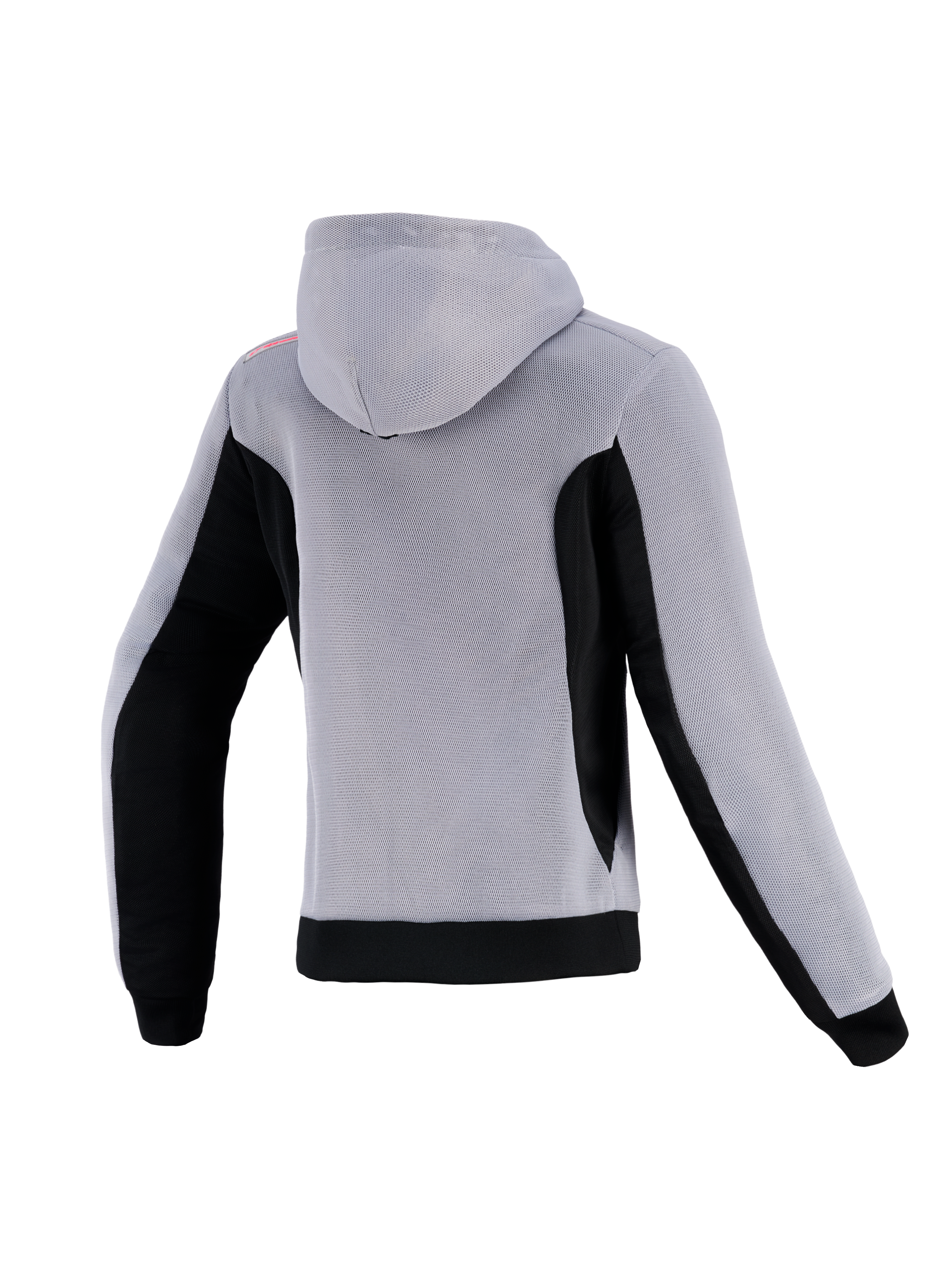 Alpinestars Stella Chrome Superairflow Hoodie, Women's Urban Motorcycle Hoodie, Mid Gray and Black, 3D Mesh, Rear View.