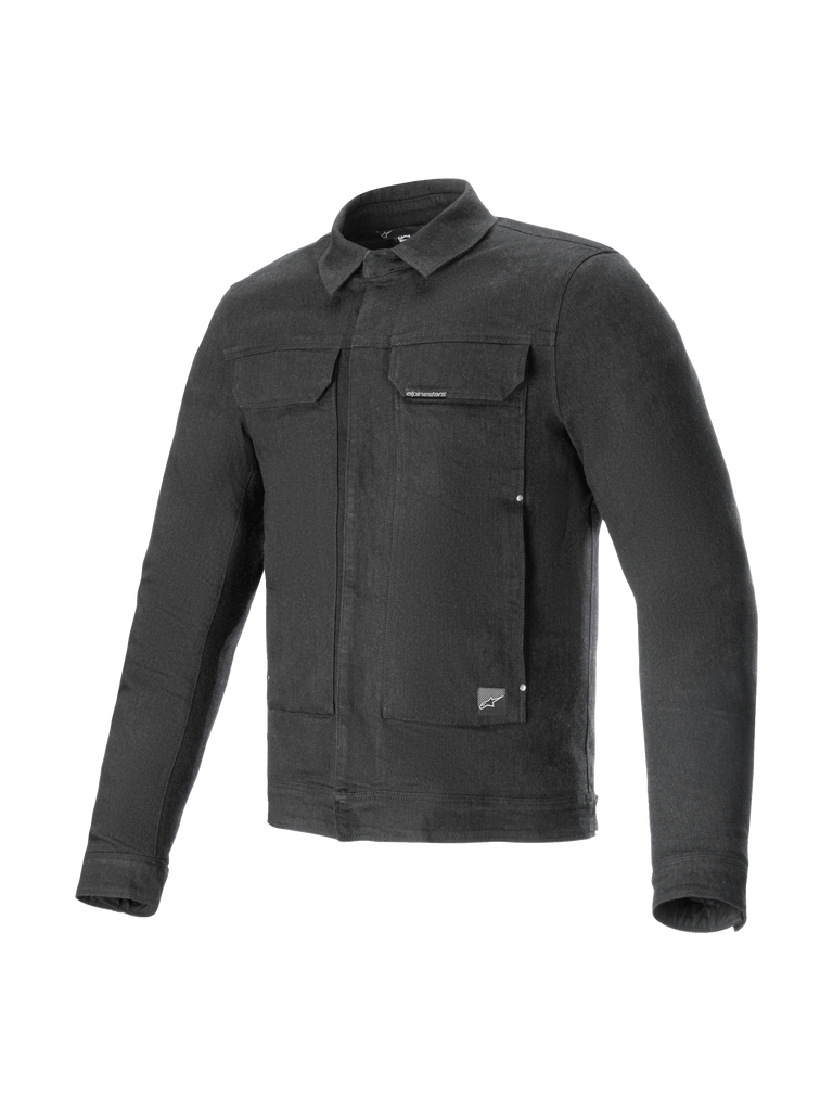 Alpinestars Garage Jacket, urban contemporary motorcycle jacket, Smoke Gray stretch cotton denim with CE Level 1 impact protection.