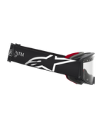 Alpinestars Supertech Dura Air Fluid Goggles, Motocross Racing Goggles, Black and Silver, clear lens with branded logo strap.