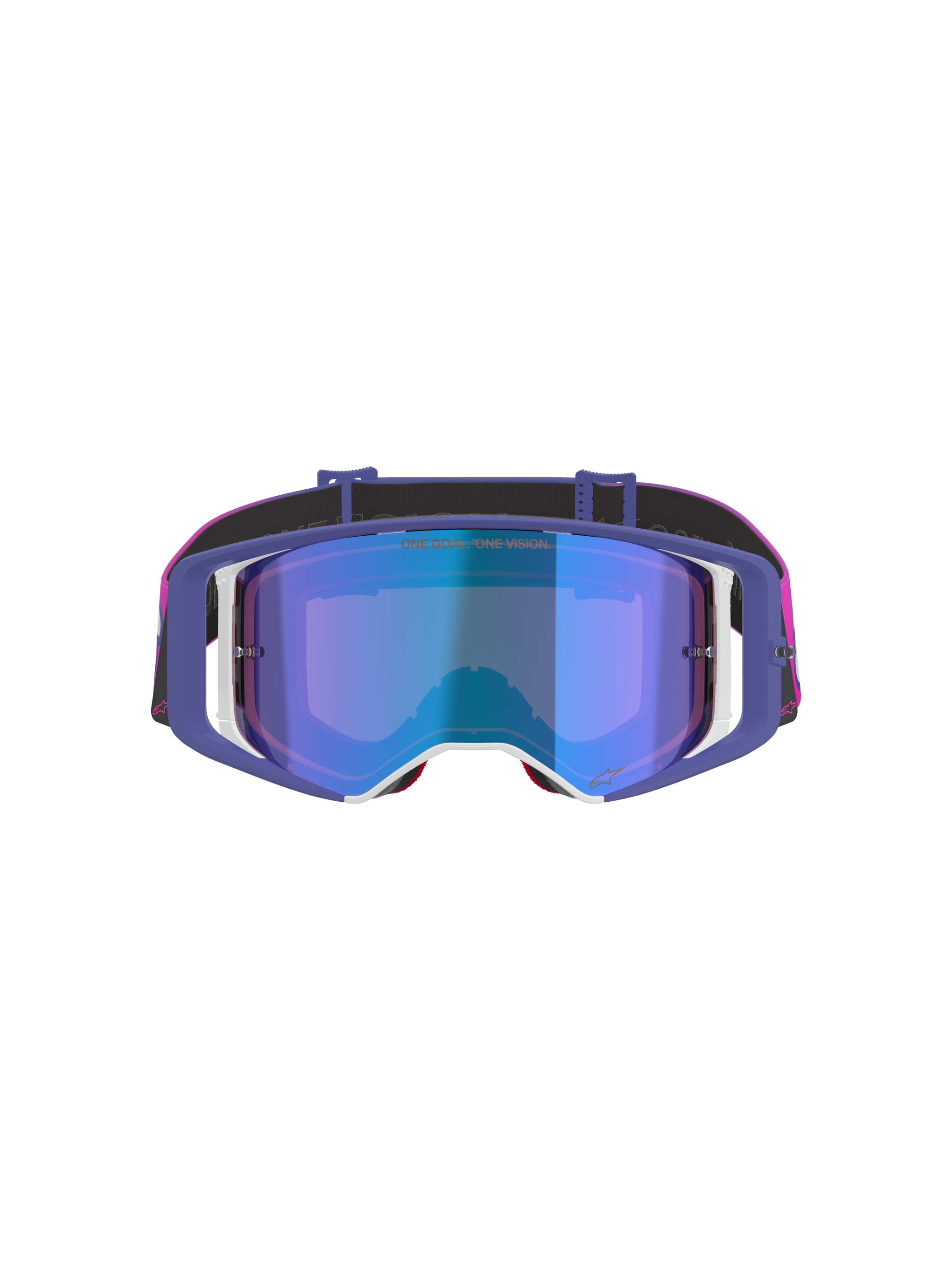 tinted mx goggles Alpinestars Supertech Vision Vista Goggles Purple Fluo/Pink/Mirror Blue