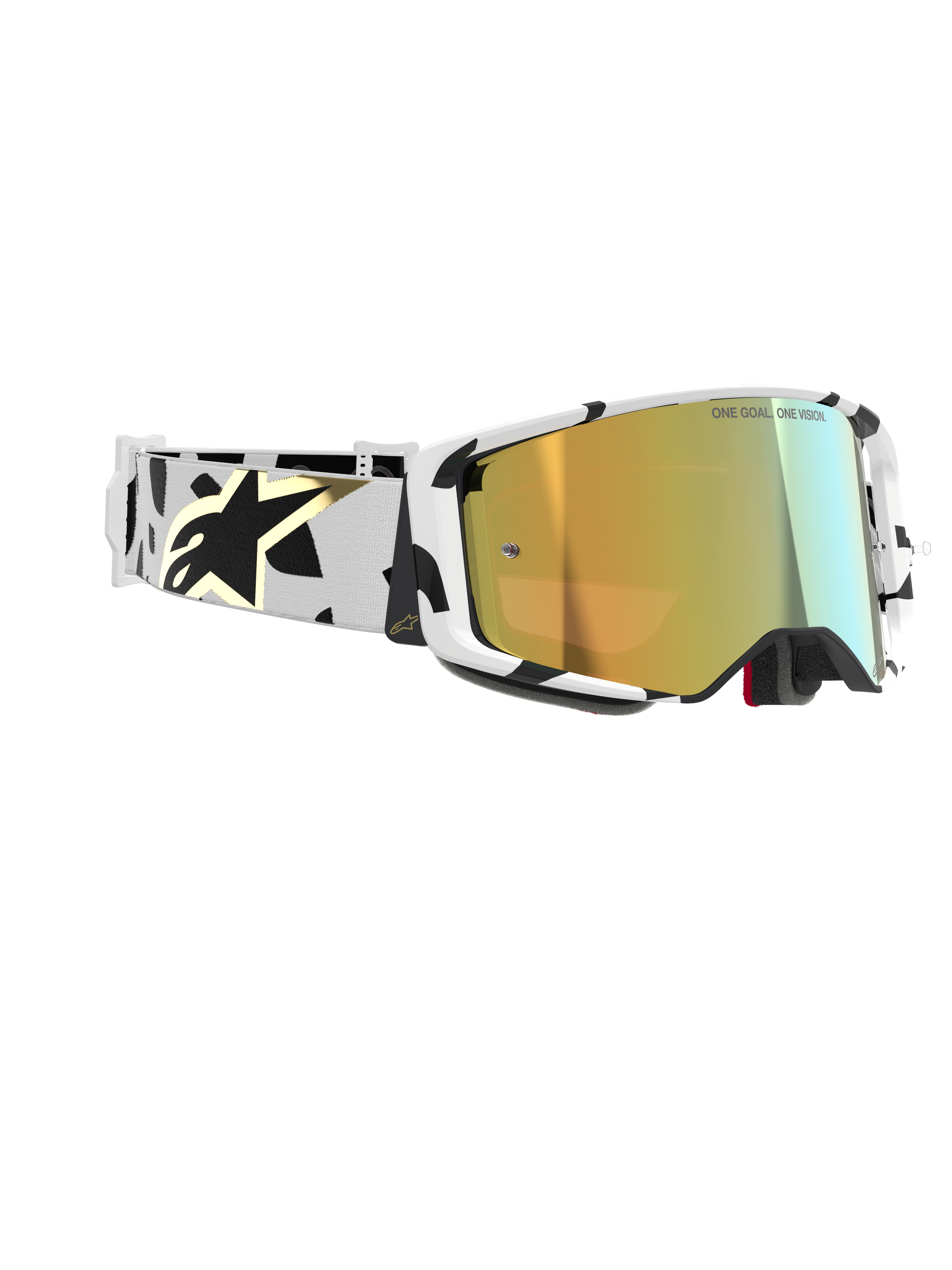 100 gold goggles Alpinestars Supertech Goggles - Corp - White/Gold - ABS Vision