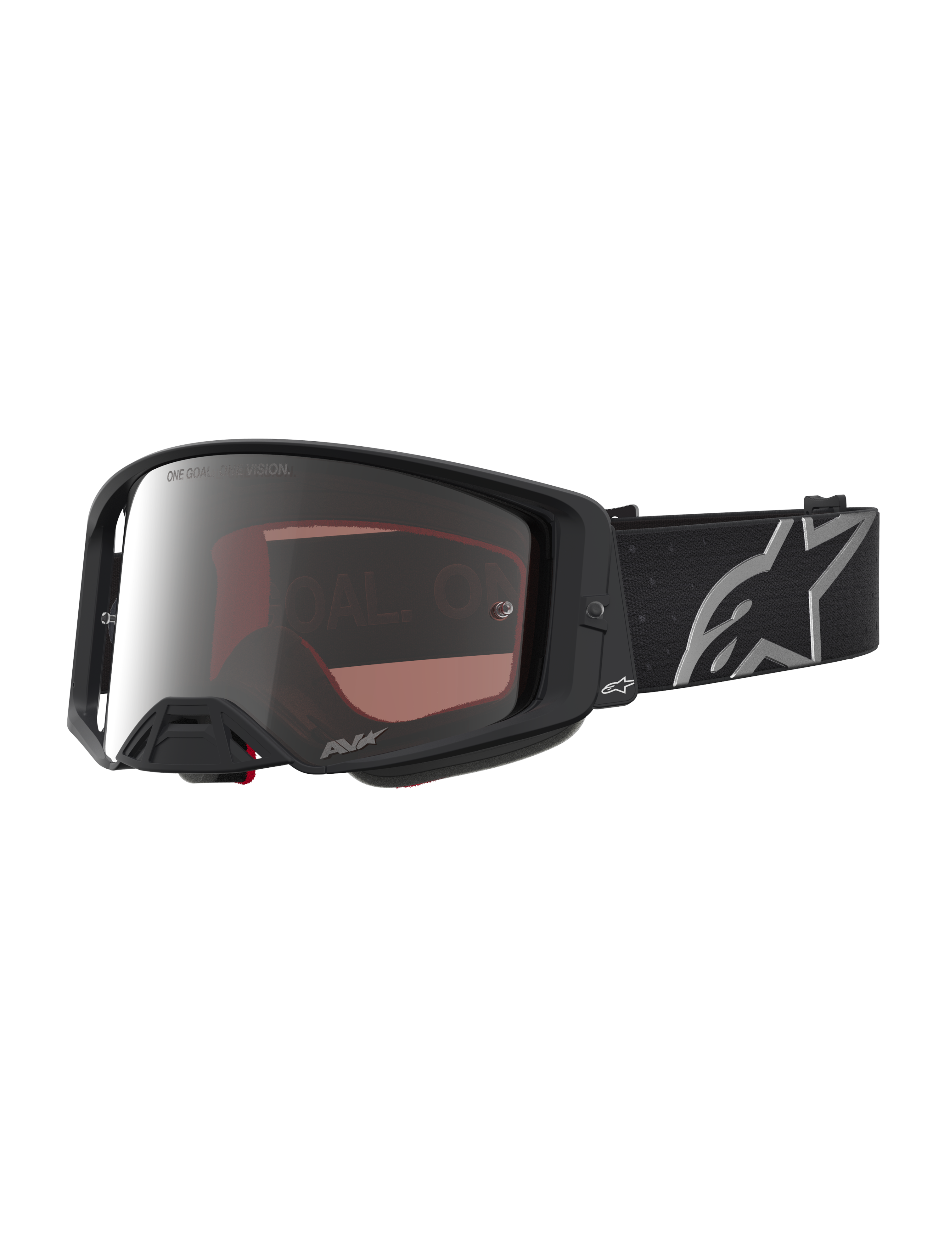 Alpinestars Supertech Vesta Motocross Goggles, Matte Black and Silver Mirror lens, high-definition optics for off-road racing.
