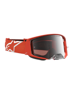 Alpinestars Supertech Vesta Motocross Goggles in orange with a silver mirror lens for high-performance off-road racing.