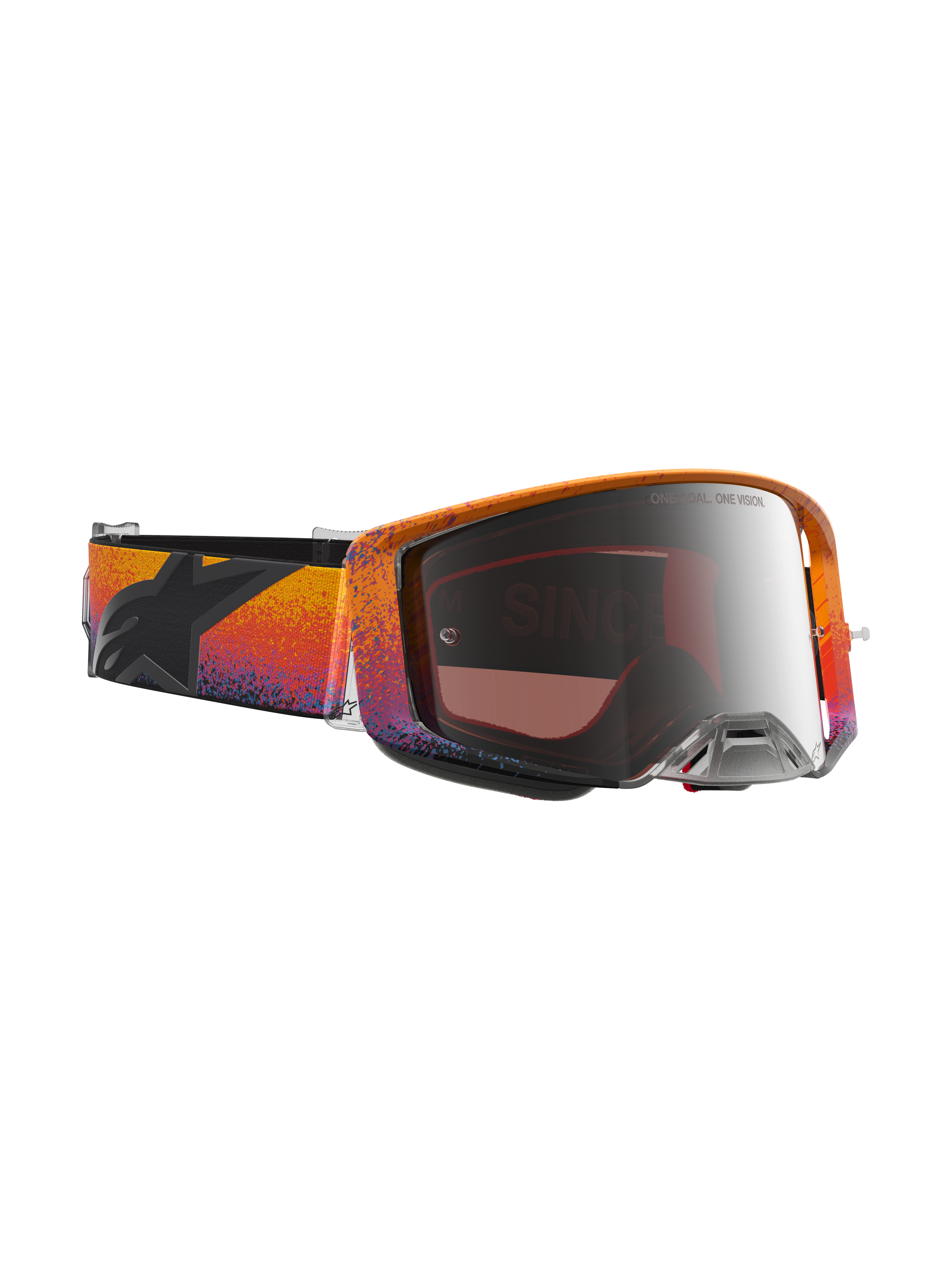 Alpinestars Limited Edition Supertech Black Hole Goggles, Motocross Goggles in Fire Red and Black with Mirrored Silver Lens.