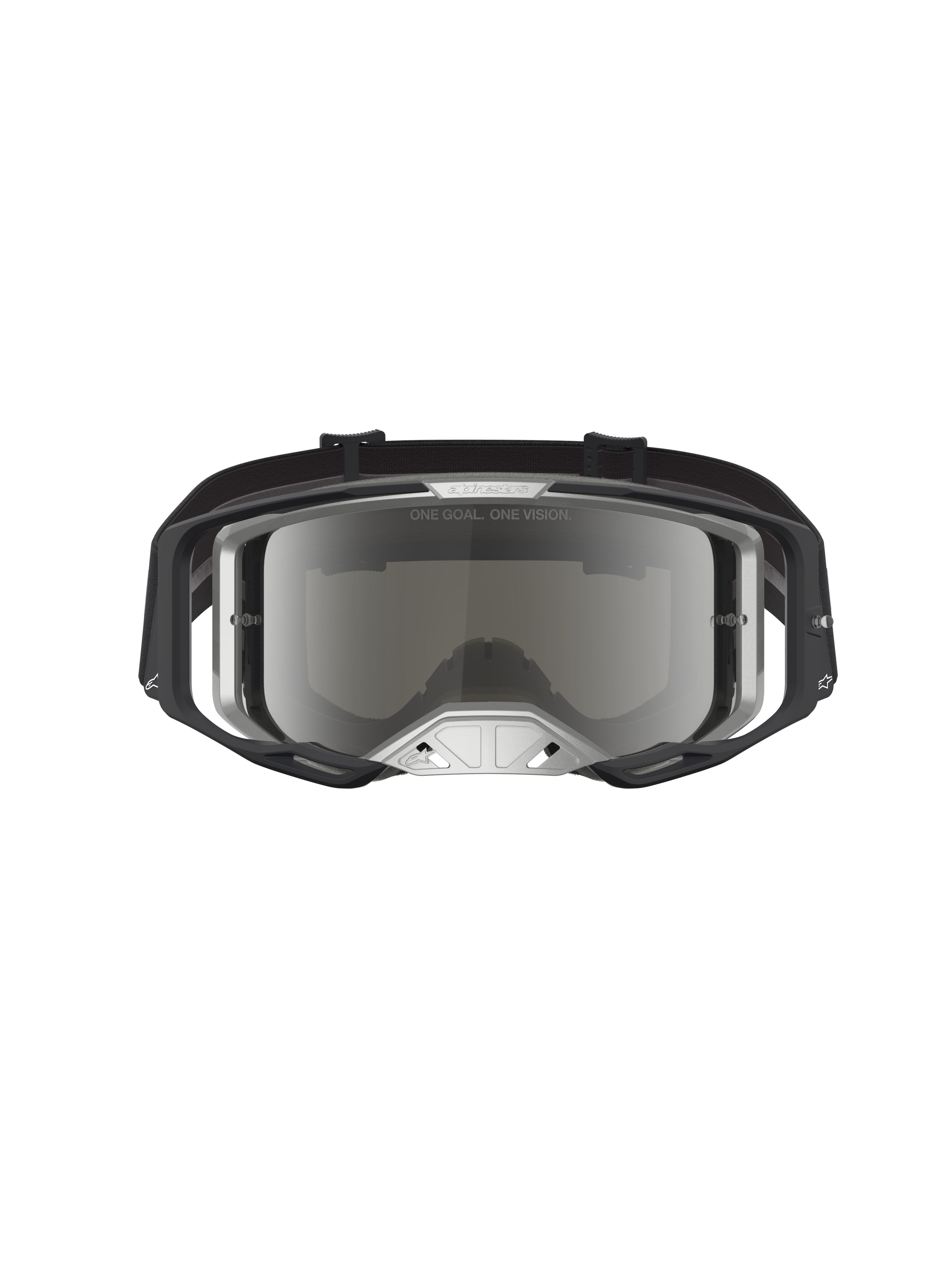 Alpinestars Vision 8 Amber Mirror Motocross Goggles in black and silver with a mirrored lens and A-FLEX frame.