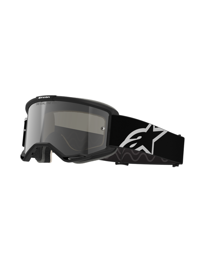 Alpinestars Vision 5 Corp 2 Motocross Goggles in black and mirror silver, featuring RAM-AIR ventilation and A-FLEX frame.