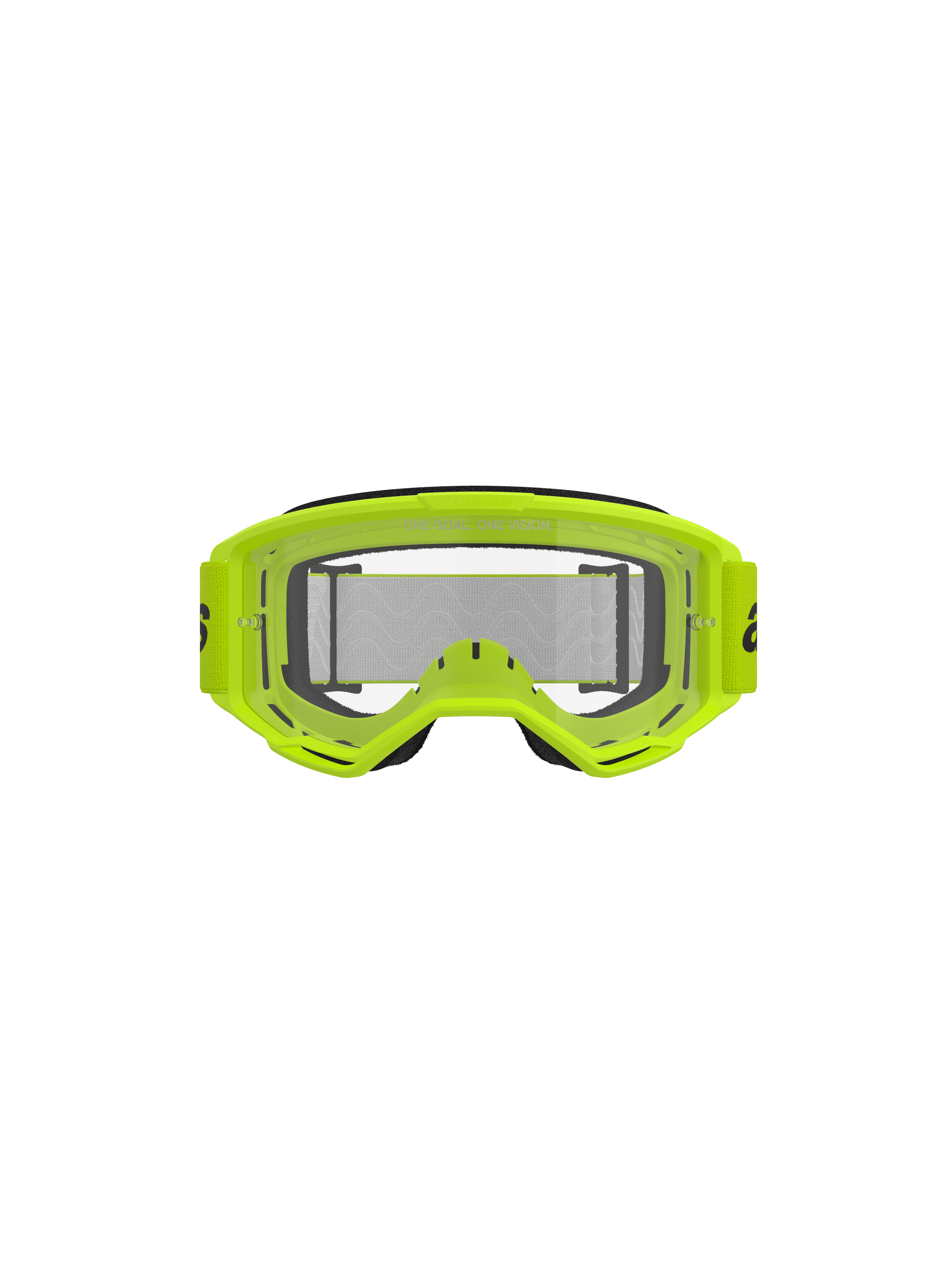 Alpinestars Vision 3 Wordmark Goggles, Motocross Goggles, Yellow Fluo and Clear, bright neon yellow frame, clear anti-fog lens, wide woven strap, off-road racing gear
