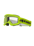 Alpinestars Vision 3 Wordmark Goggles, Motocross Goggles, Yellow Fluo and Black, Clear Lens, wide yellow strap with bold black wordmark logo, black foam padding, off-road racing eyewear
