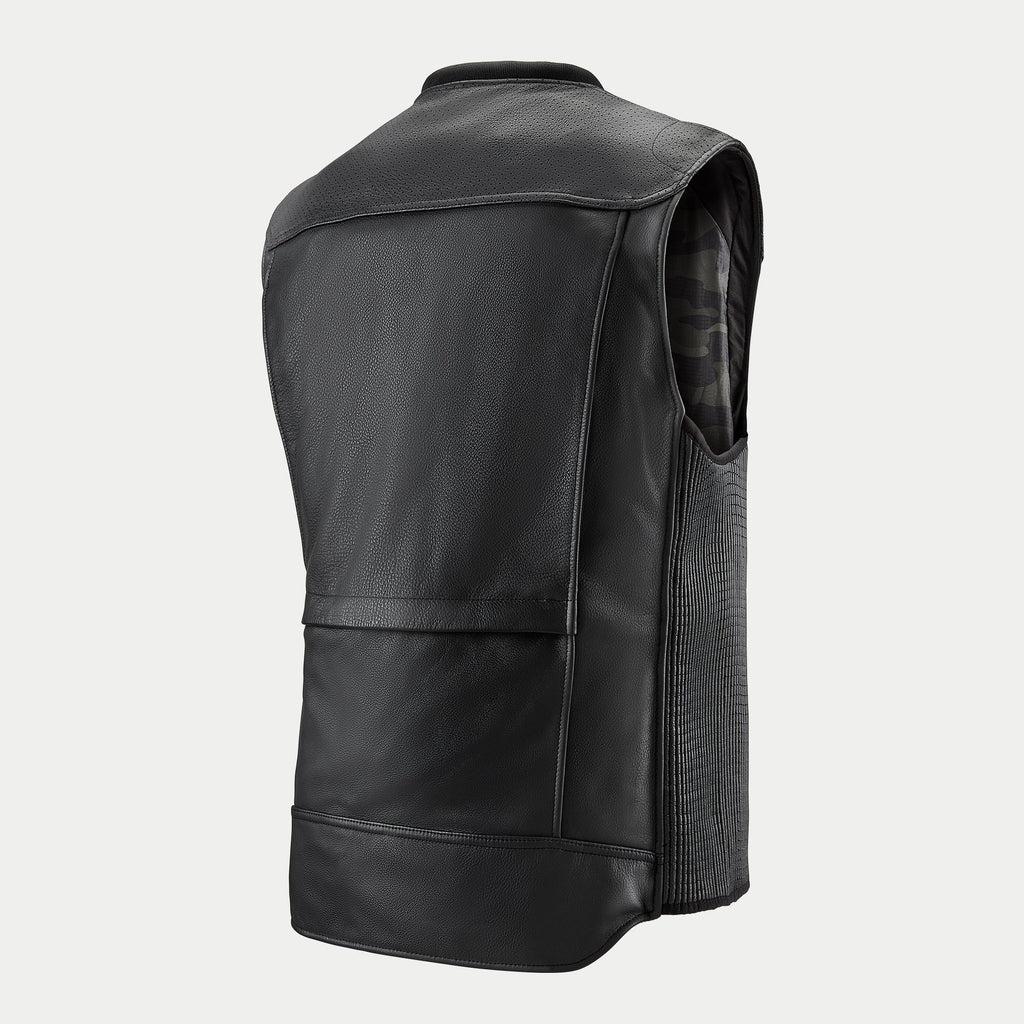 Alpinestars Tech-Air 3 Leather System, Black Motorcycle Airbag Vest, featuring premium leather and side stretch panels.