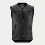 Alpinestars Tech-Air 3 Leather System, black premium leather motorcycle airbag vest for urban riding with CE Certified protection.