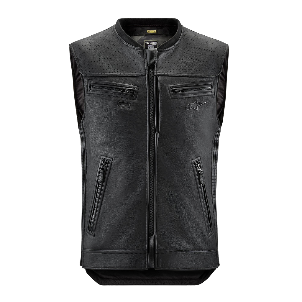 Alpinestars Tech-Air 3 Leather System, Motorcycle Airbag Vest, Black, Premium Leather with autonomous AI protection.