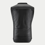 Alpinestars Tech-Air 3 Leather System, motorcycle airbag vest for men, black leather, back view for road riding.