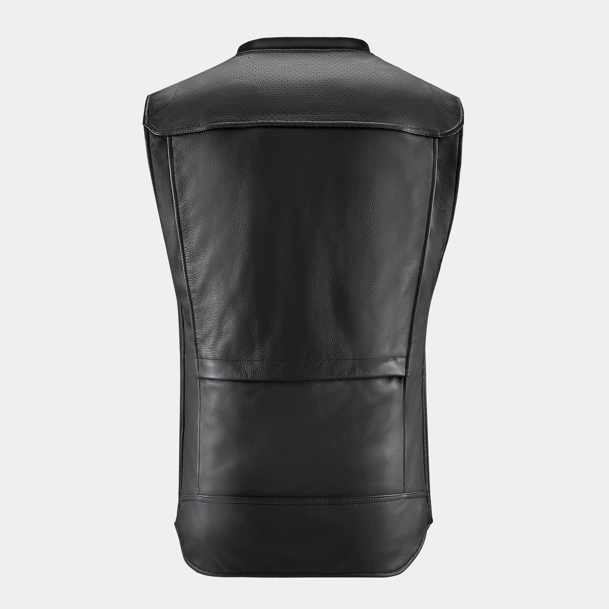 Alpinestars Tech-Air 3 Leather System, motorcycle airbag vest for men, black leather, back view for road riding.