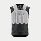 Alpinestars Tech-Air 3 Leather System, black motorcycle airbag vest with a white translucent overlay showing internal protection coverage.