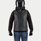 Alpinestars Tech-Air® 3 Leather System, Black premium leather autonomous motorcycle airbag vest for urban riders.