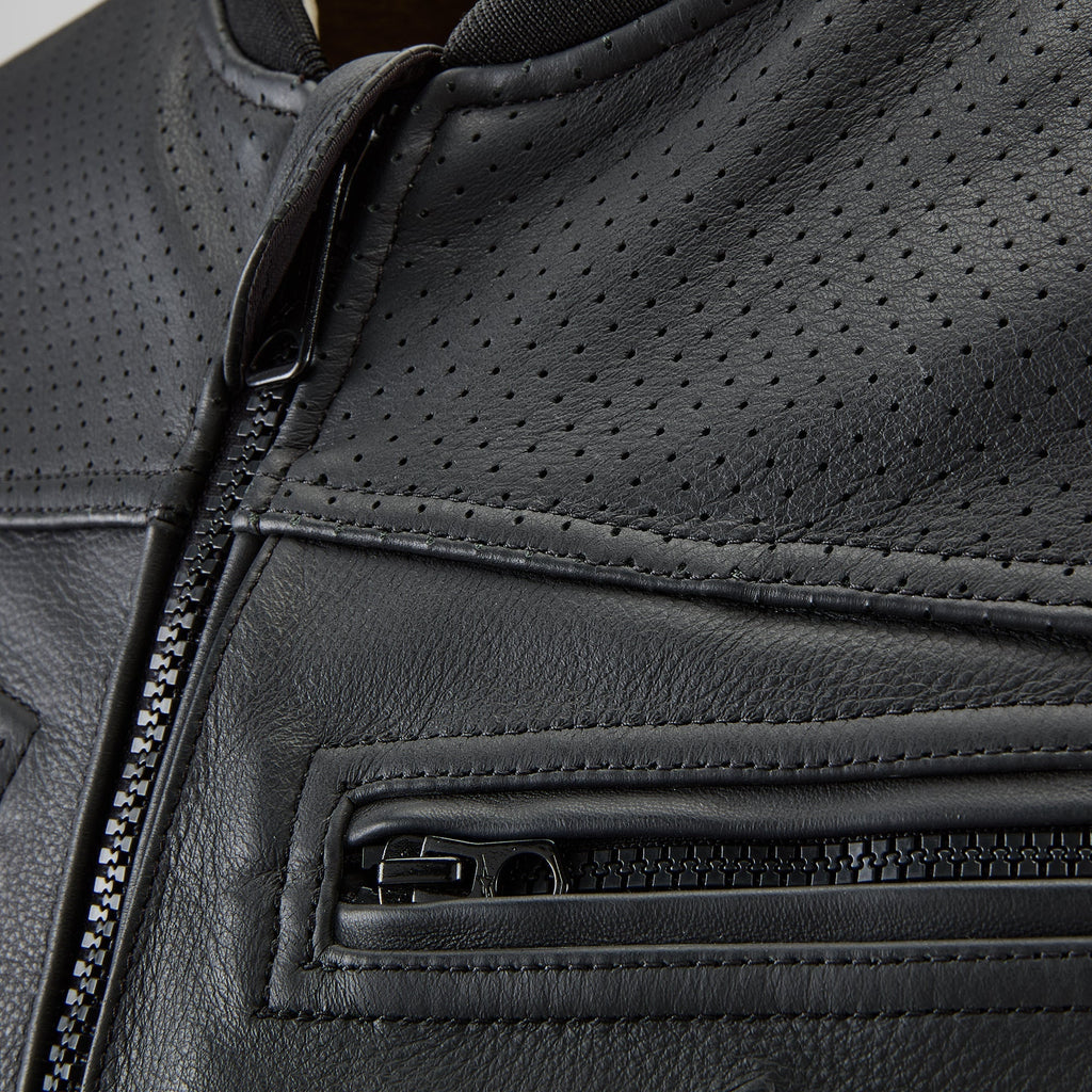 Alpinestars Tech-Air 3 Leather System, black motorcycle airbag vest with perforated leather and durable zipper closures.