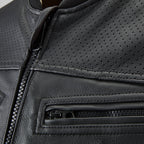 Alpinestars Tech-Air 3 Leather System, black motorcycle airbag vest with perforated leather and durable zipper closures.