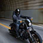Alpinestars Tech-Air® 3 Leather System, Black Motorcycle Airbag Vest, Urban and V-Twin Riding, Premium Leather, worn on a cruiser.