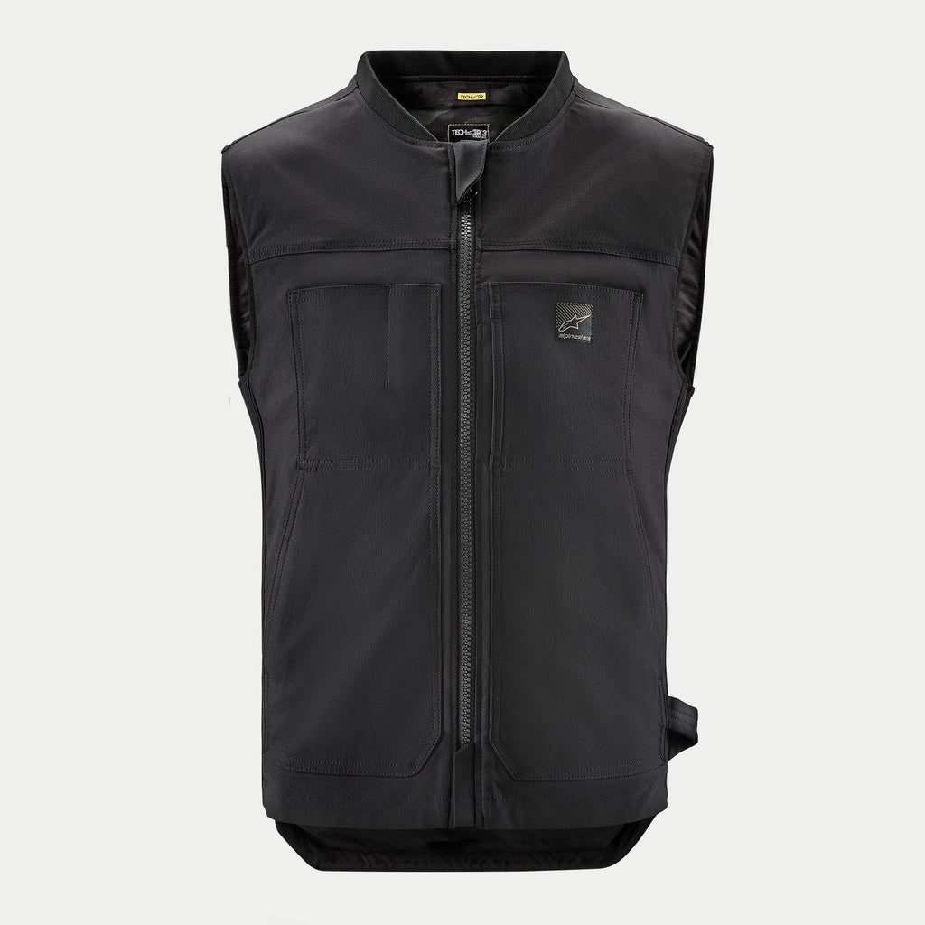 Alpinestars Tech-Air® 3 Canvas System, black motorcycle airbag vest for touring and urban riders, AI-powered protection.