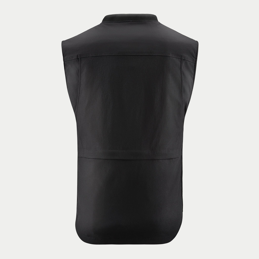 Alpinestars Tech-Air 3 Canvas System, black motorcycle airbag vest for touring, rear view with durable nylon construction.