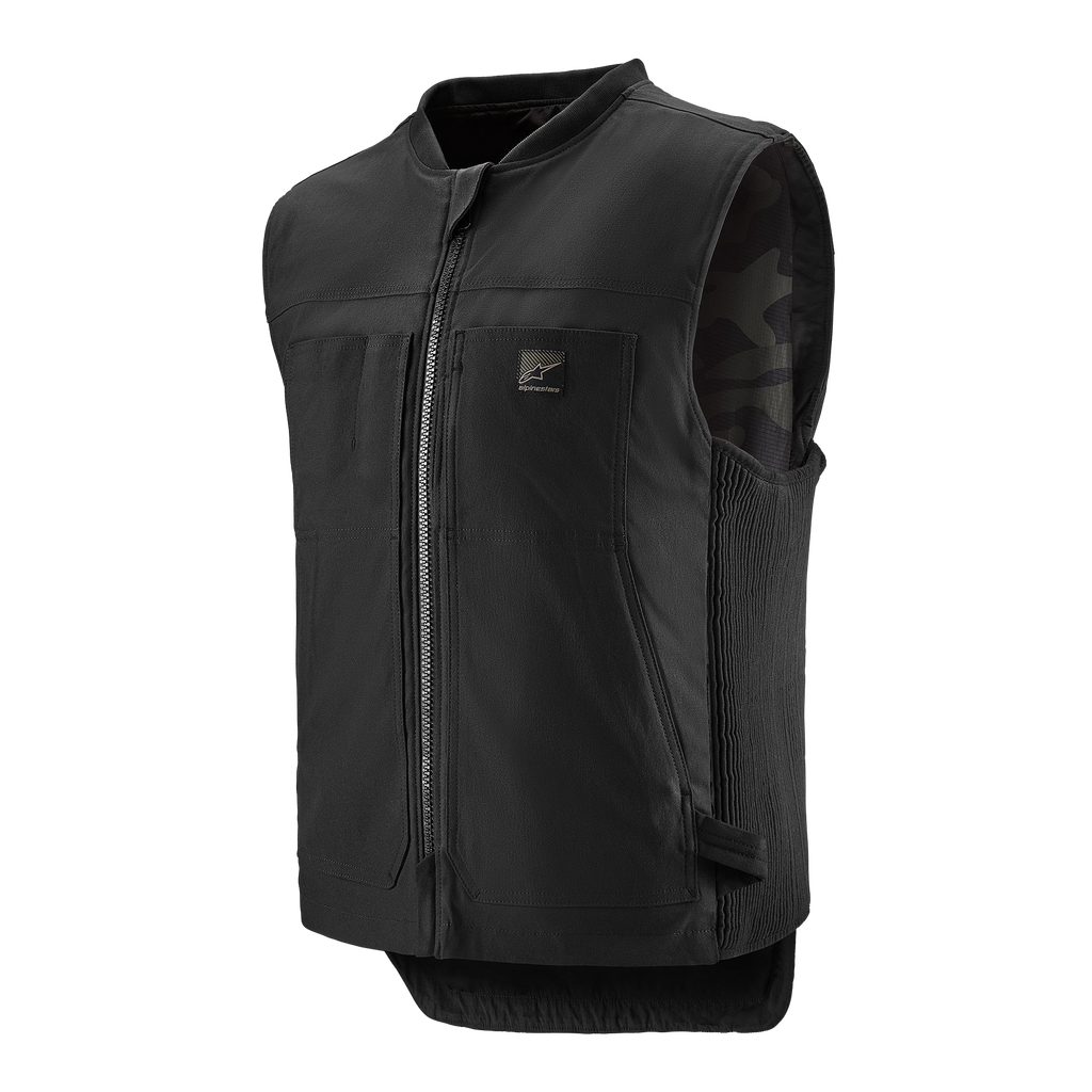 Alpinestars Tech-Air® 3 Canvas System, Black autonomous motorcycle airbag vest, stretch nylon canvas for urban riding.