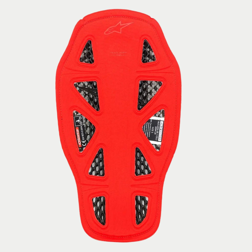 Alpinestars Nucleon KR-1 Cell i Back Protector, Red, lightweight motorcycle back protector insert featuring an advanced micro-structure cell design for airflow and impact absorption, protective gear for racing suits.