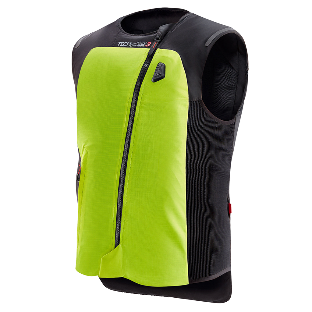 Alpinestars Tech-Air 3 V2 System, Men's Motorcycle Airbag Vest, Black and Yellow Fluo, featuring AI-powered protection.