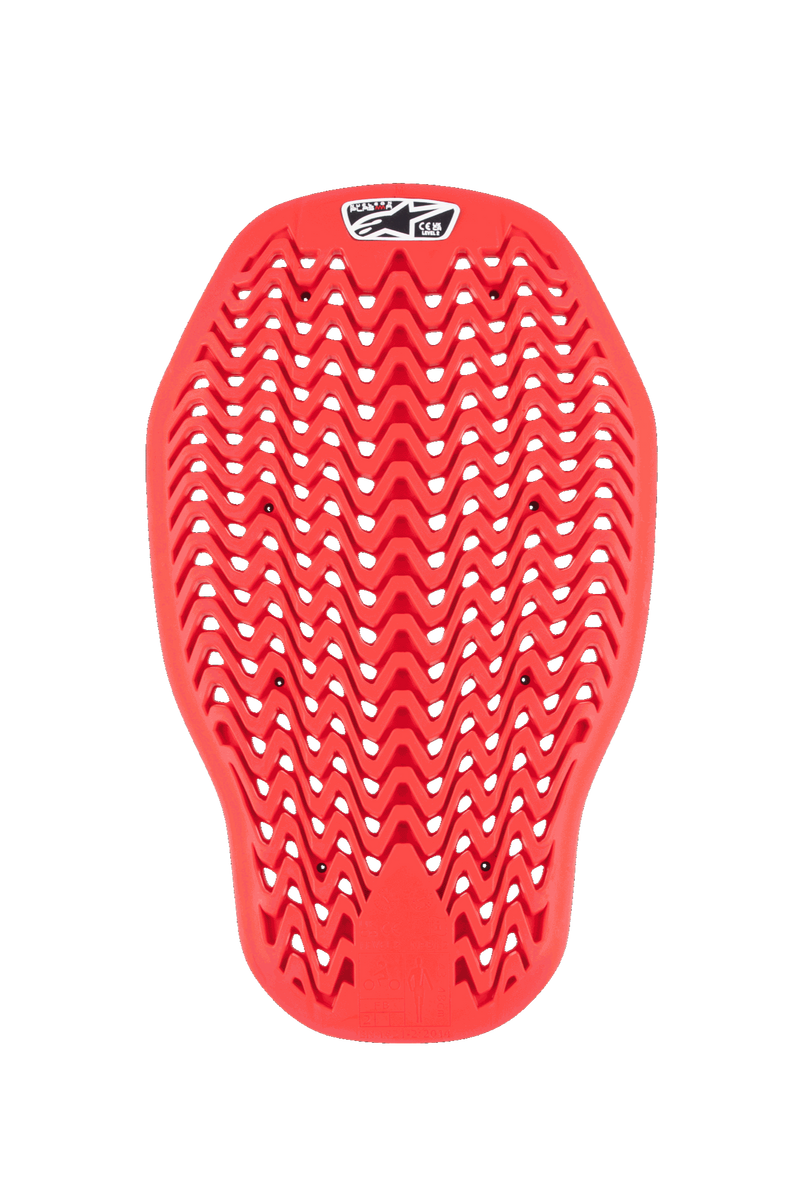 Alpinestars Nucleon Plasma Back Protector Insert, Motorcycle Back Protector, Red, flexible zigzag mesh design with ventilation holes, CE Level 2 certified impact protection, ergonomic insert for riding jackets