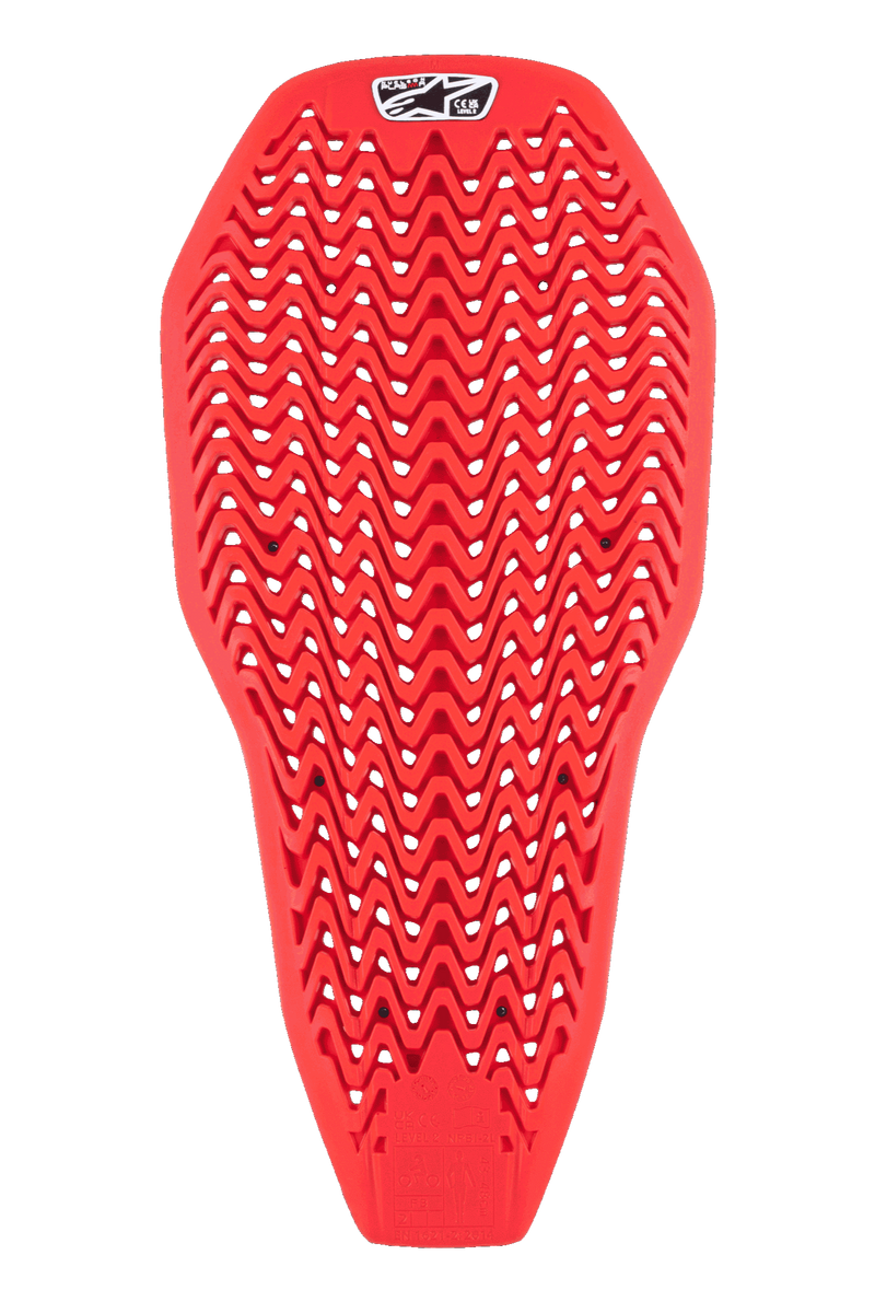 Alpinestars Nucleon Plasma Full Back Protector Insert, Red, motorcycle back protection featuring a zigzag perforated pattern, lightweight and flexible design for ventilation, impact-absorbing protective gear insert