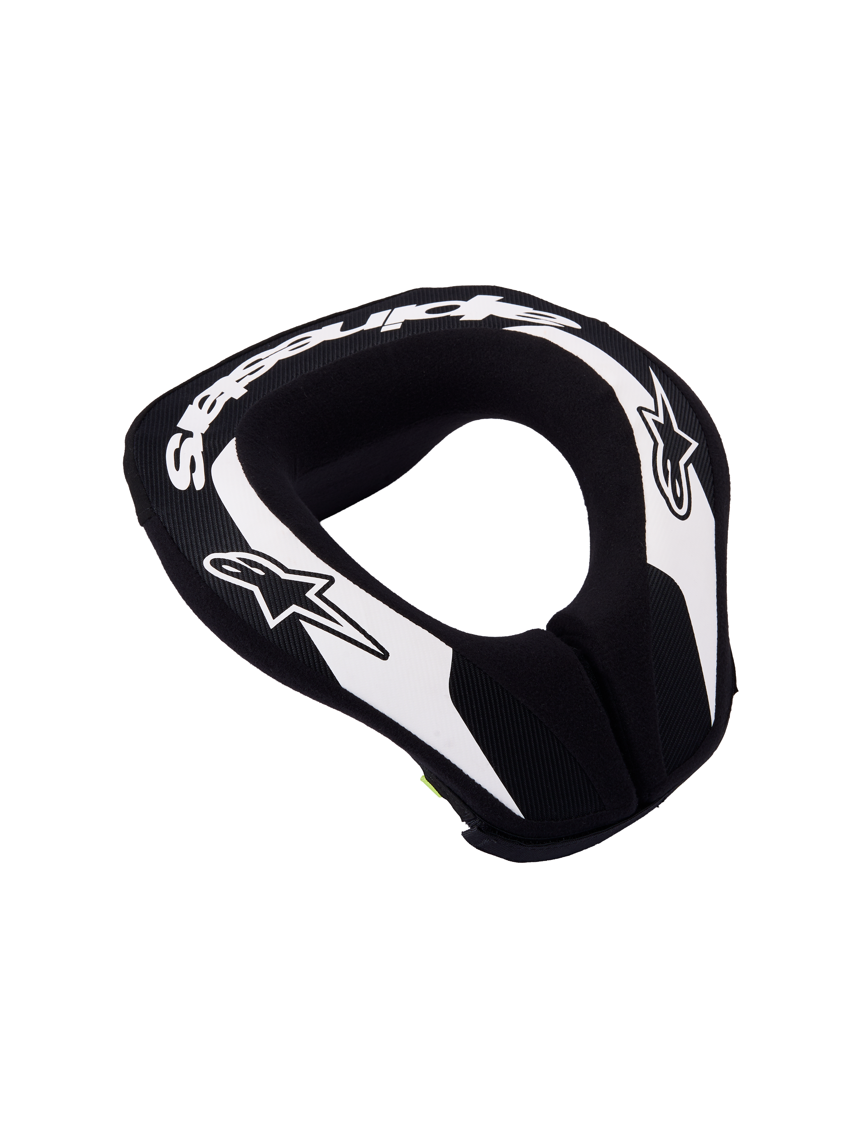 Alpinestars Youth Sequence Neck Roll, black and white motocross neck protector with double-density foam and an extended tail.
