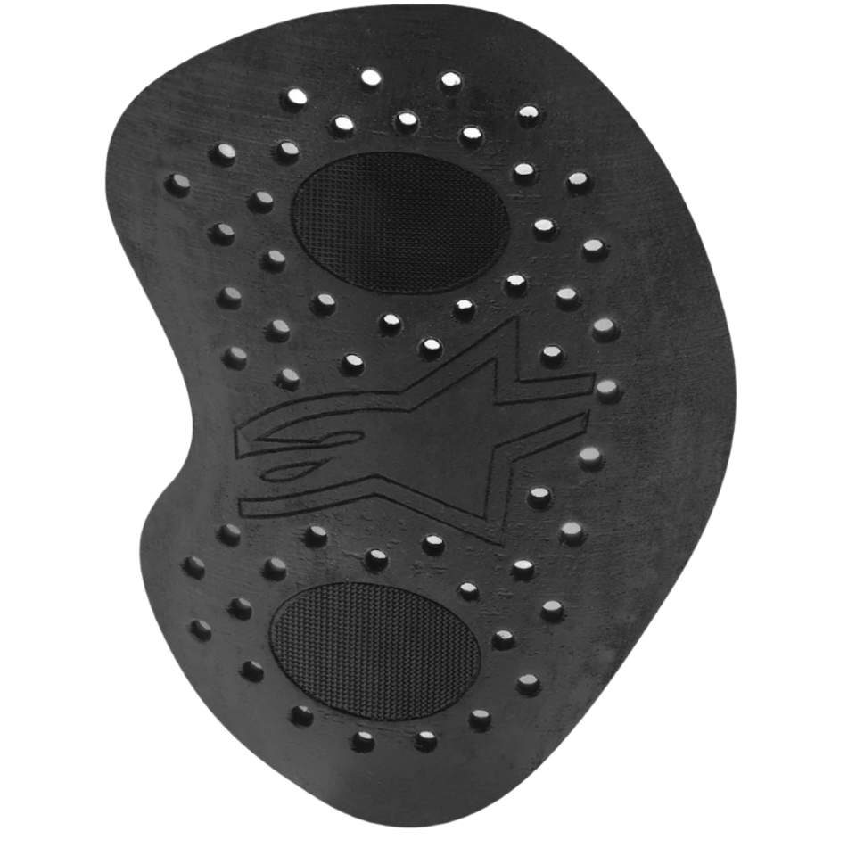 Alpinestars Nucleon KR-H Hip Protector, Black motorcycle armor insert, perforated foam design with embossed star logo, ergonomic shape for impact protection and ventilation