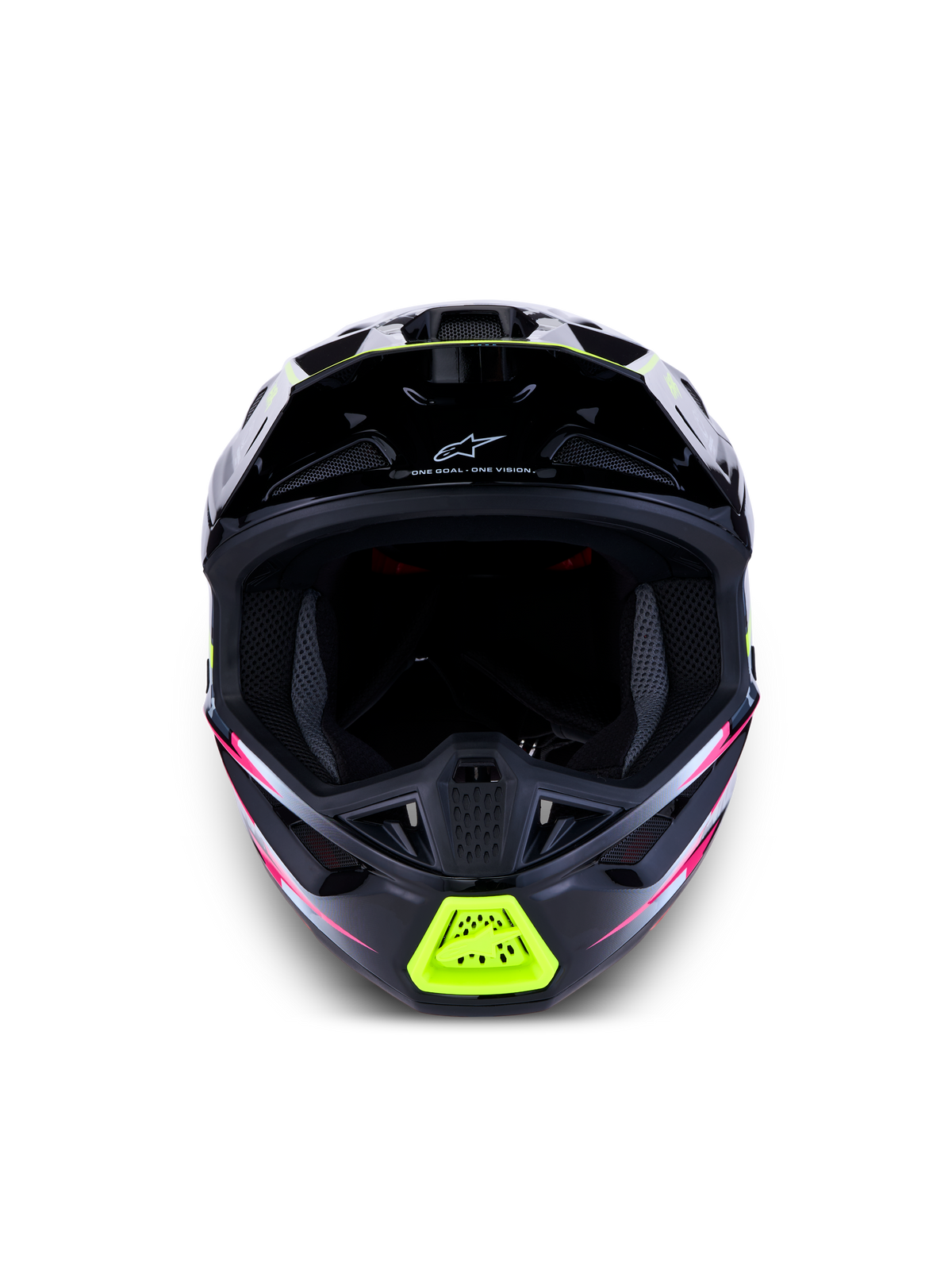 Alpinestars S-M7 Blaster Helmet ECE06, black and yellow fluo motocross gear with an aerodynamic front-facing profile.
