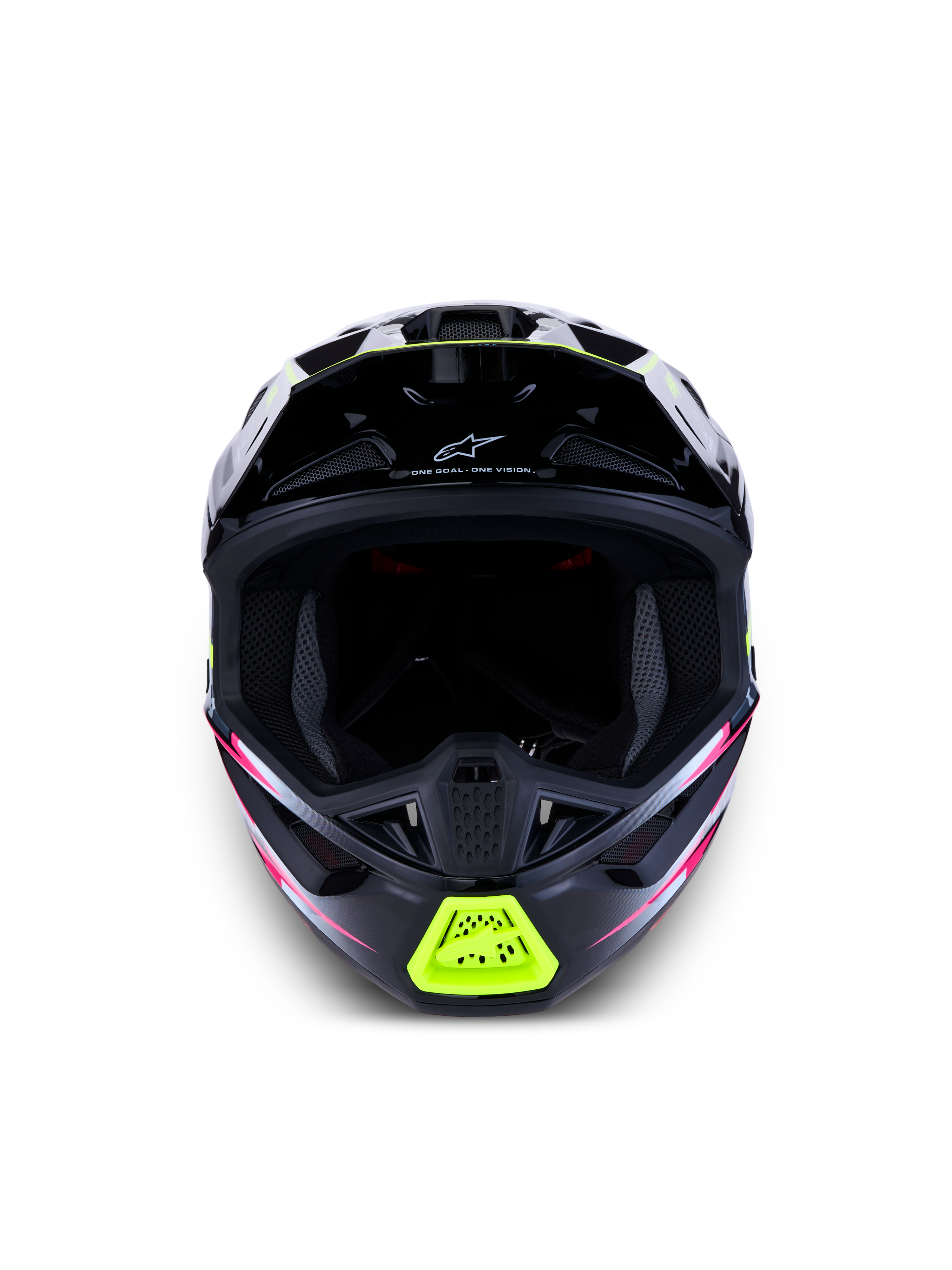 Alpinestars S-M7 Blaster Helmet ECE06, black and yellow fluo motocross gear with an aerodynamic front-facing profile.